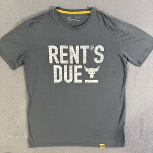 Under Armour Project Rock Shirt Mens Medium Gray Heatgear Gym Rents Due SS
